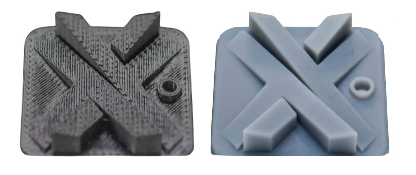 FDM and SLA parts compared